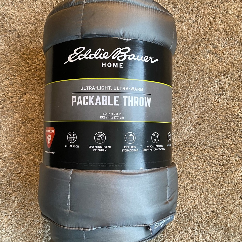 Eddie Bauer Grey Down Blanket/Throw